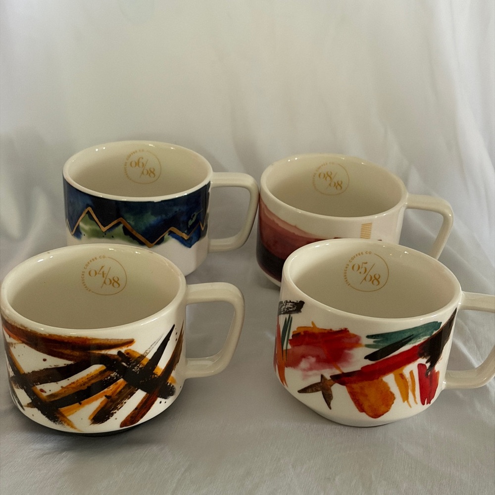 2015 Starbucks Artisan Series ~ Set of 4 Mugs ~ 04, 05, 06, 08 ~ LIKE NEW